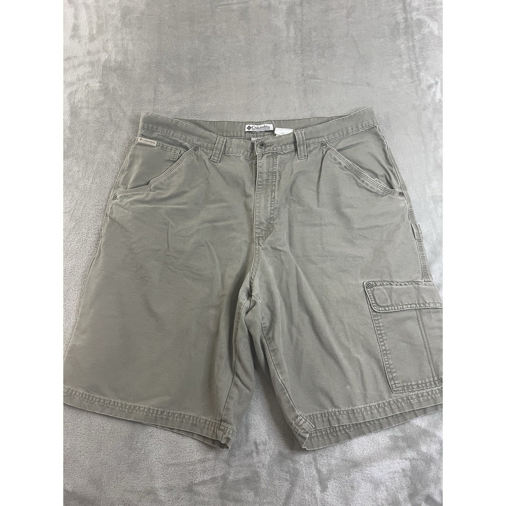 Columbia Cargo Shorts Mens 40 Gray Olive Excellent Hiking Utility Workwear